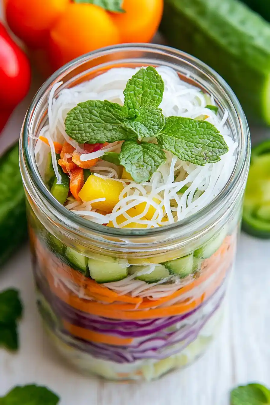 Delicious Spring Roll Salad in a Jar