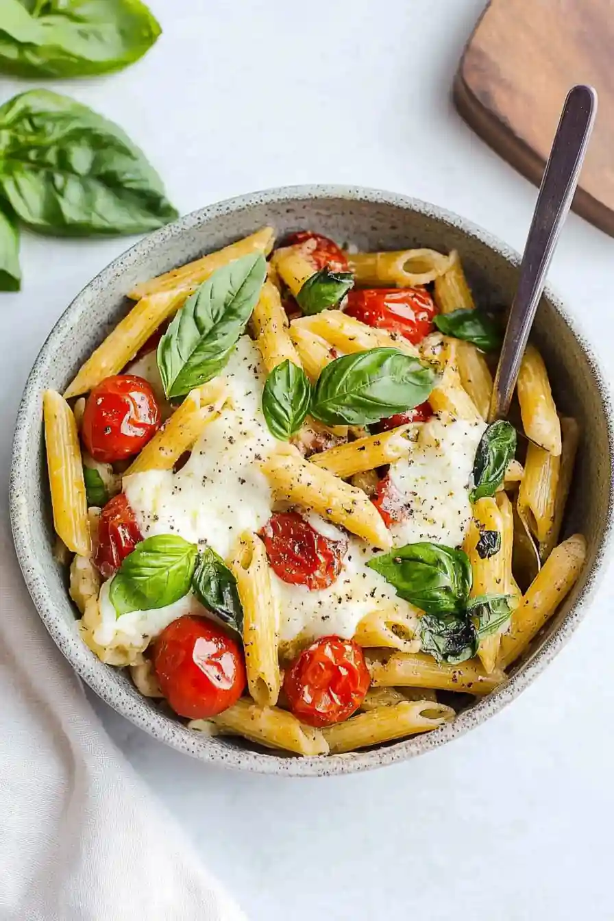 Healthy Caprese Pasta Bake