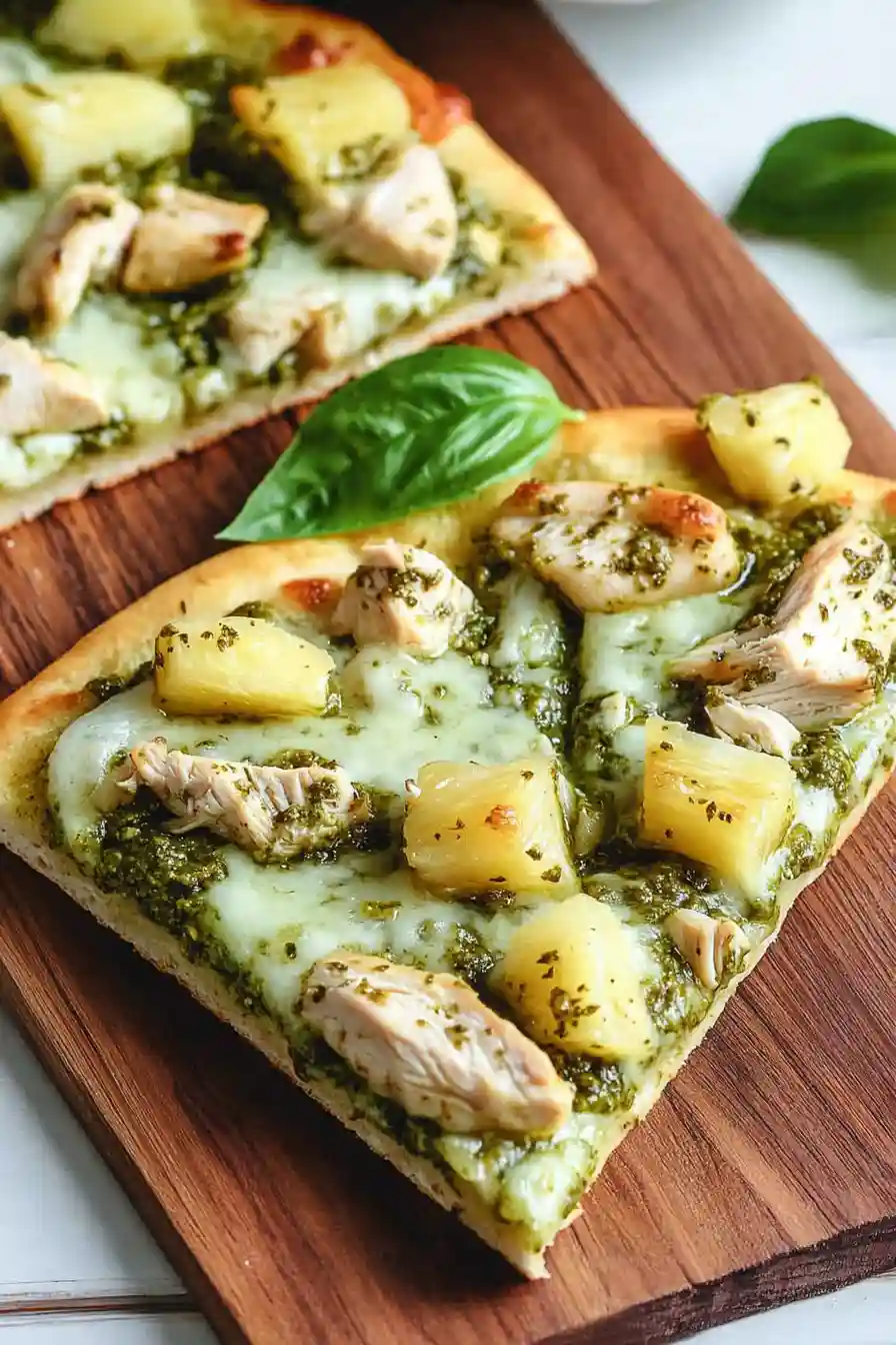 Fresh Chicken Pesto Flatbread Pizza