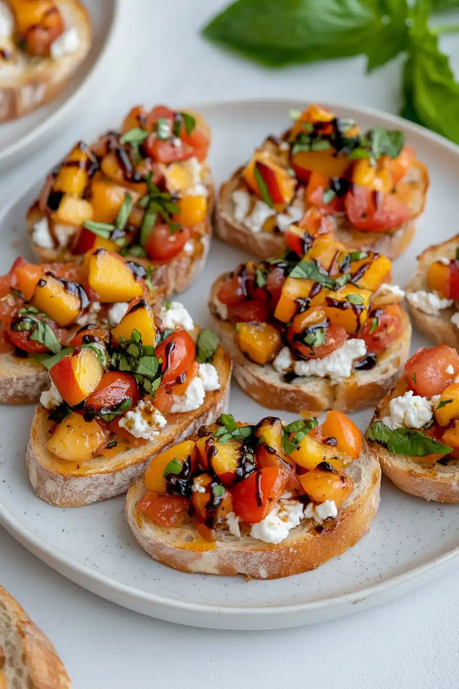 Quick Peach Bruschetta with Whipped Ricotta