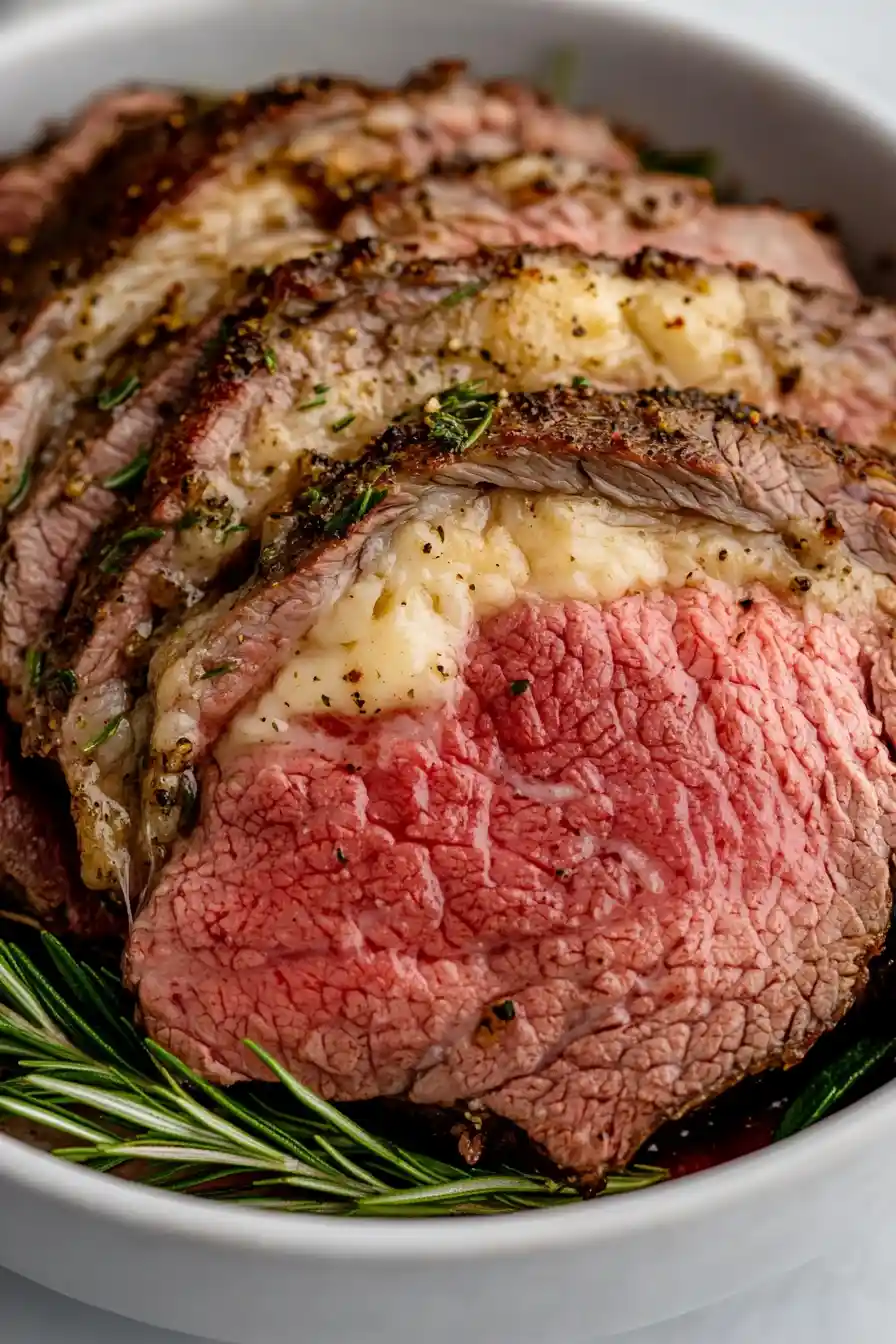 Savory Prime Rib with Garlic Herb Butter
