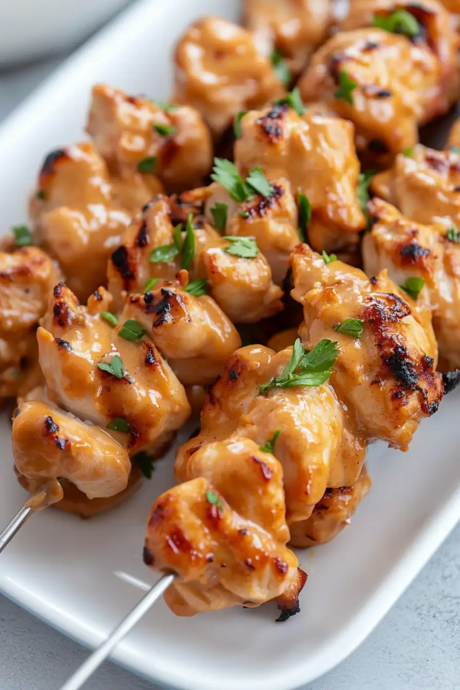 Healthy Chicken Skewers with Peanut Sauce
