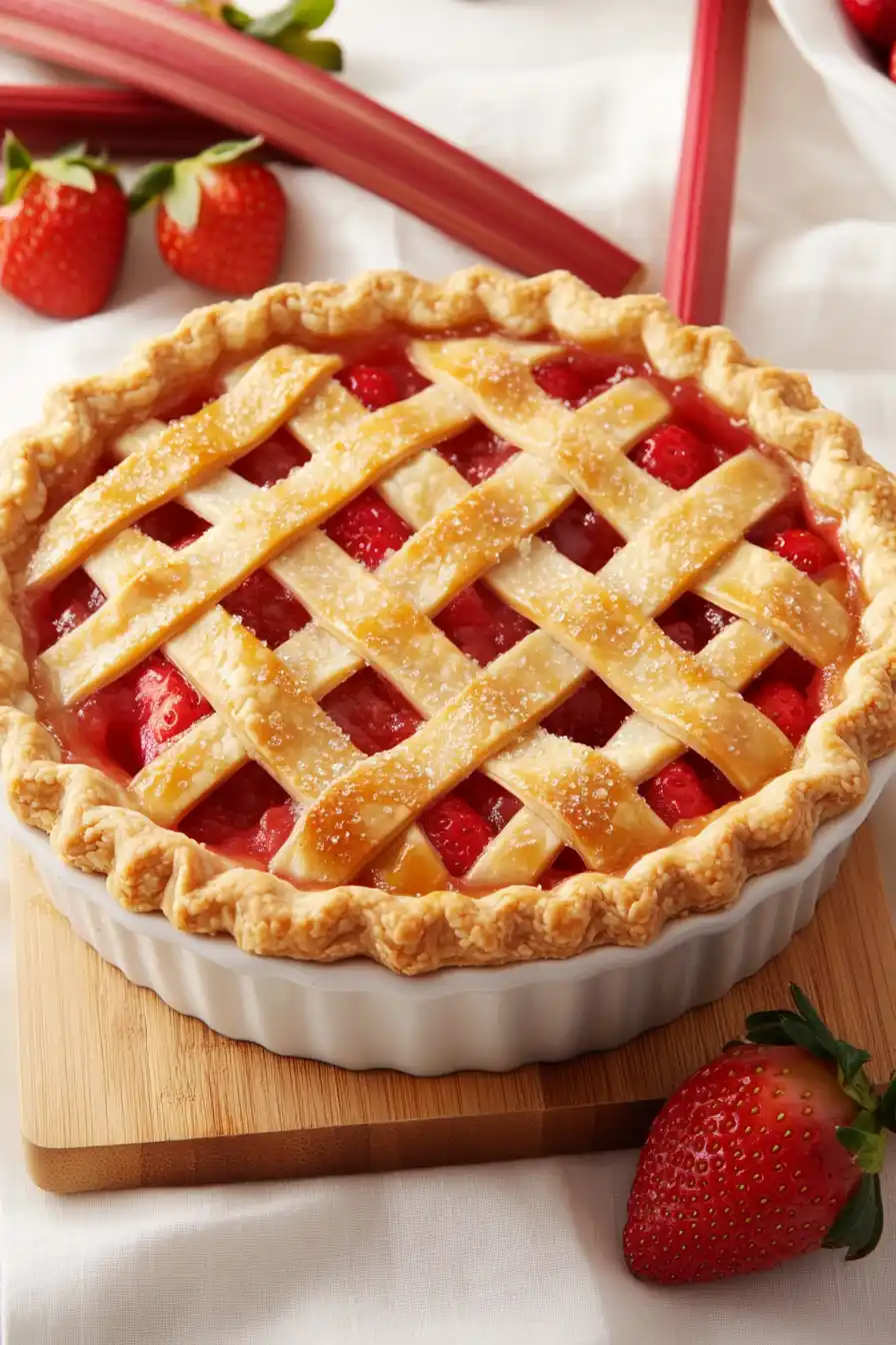 Juicy Strawberry Rhubarb Pie with Tapioca