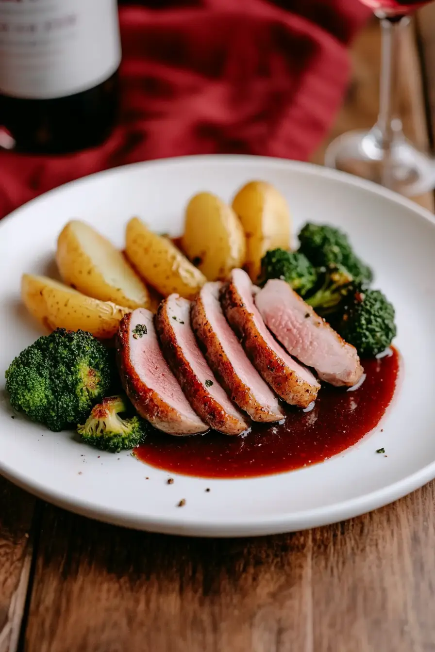 Easy Roasted Duck Breast with Red Wine Sauce