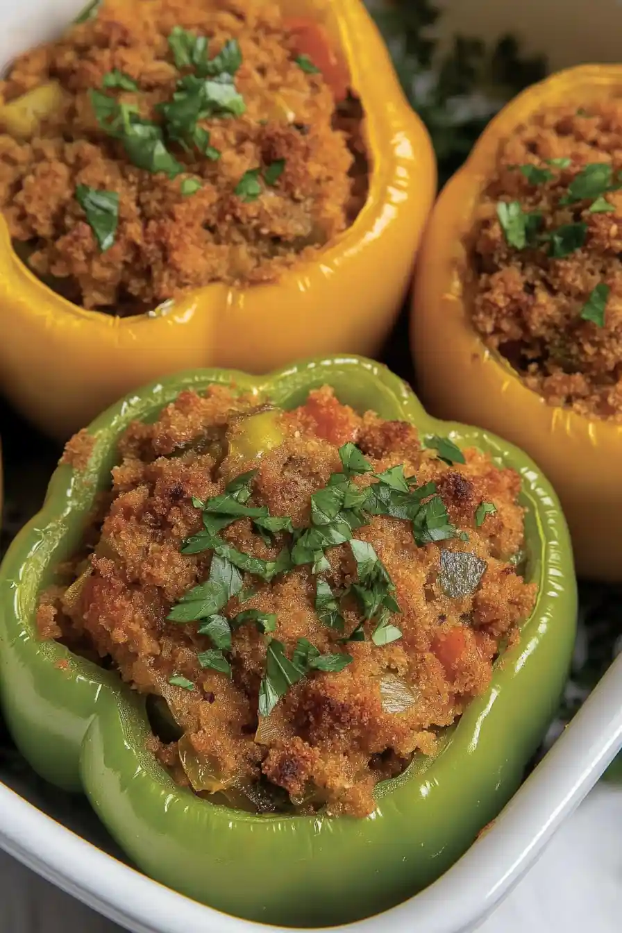 Hearty Stuffed Bell Peppers with Bread Crumbs