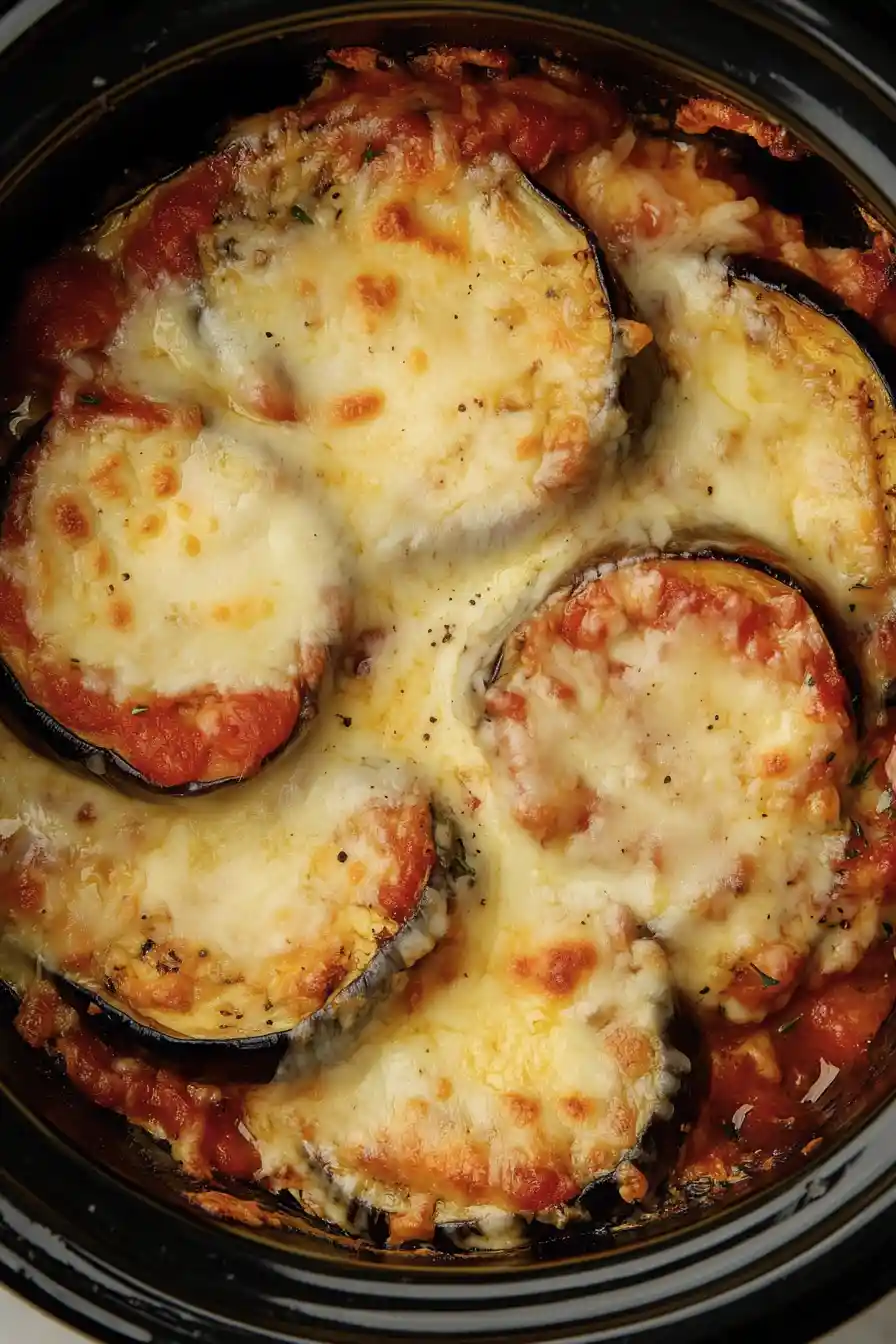 Tasty Slow Cooker Eggplant Parmesan