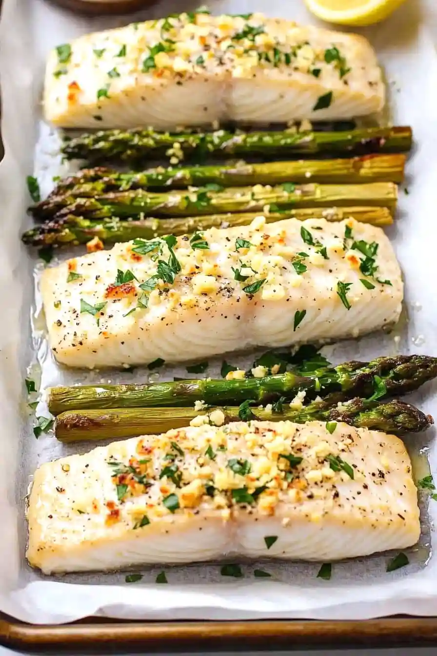Quick Baked Halibut and Asparagus