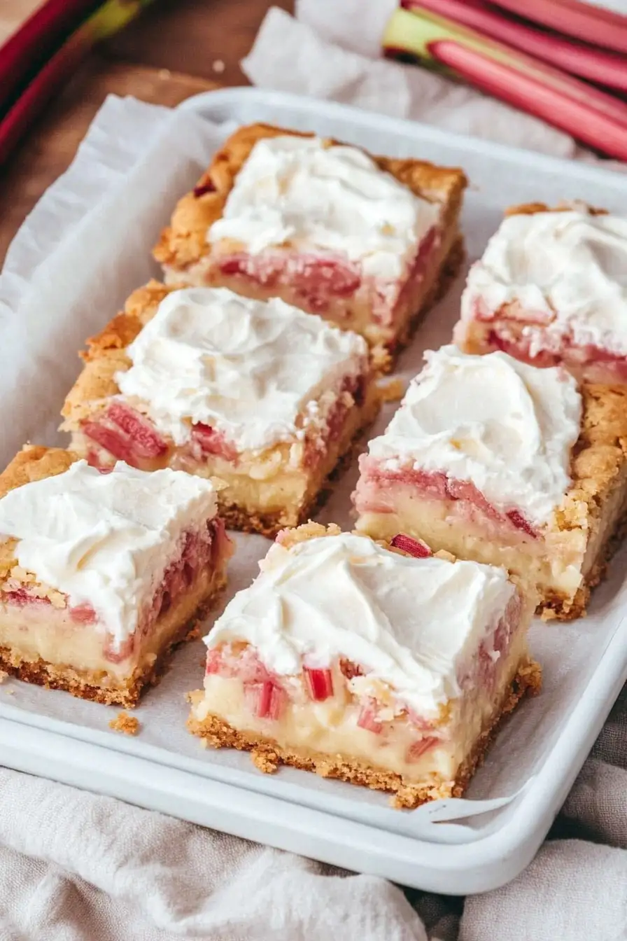 Moist Rhubarb Custard Bars