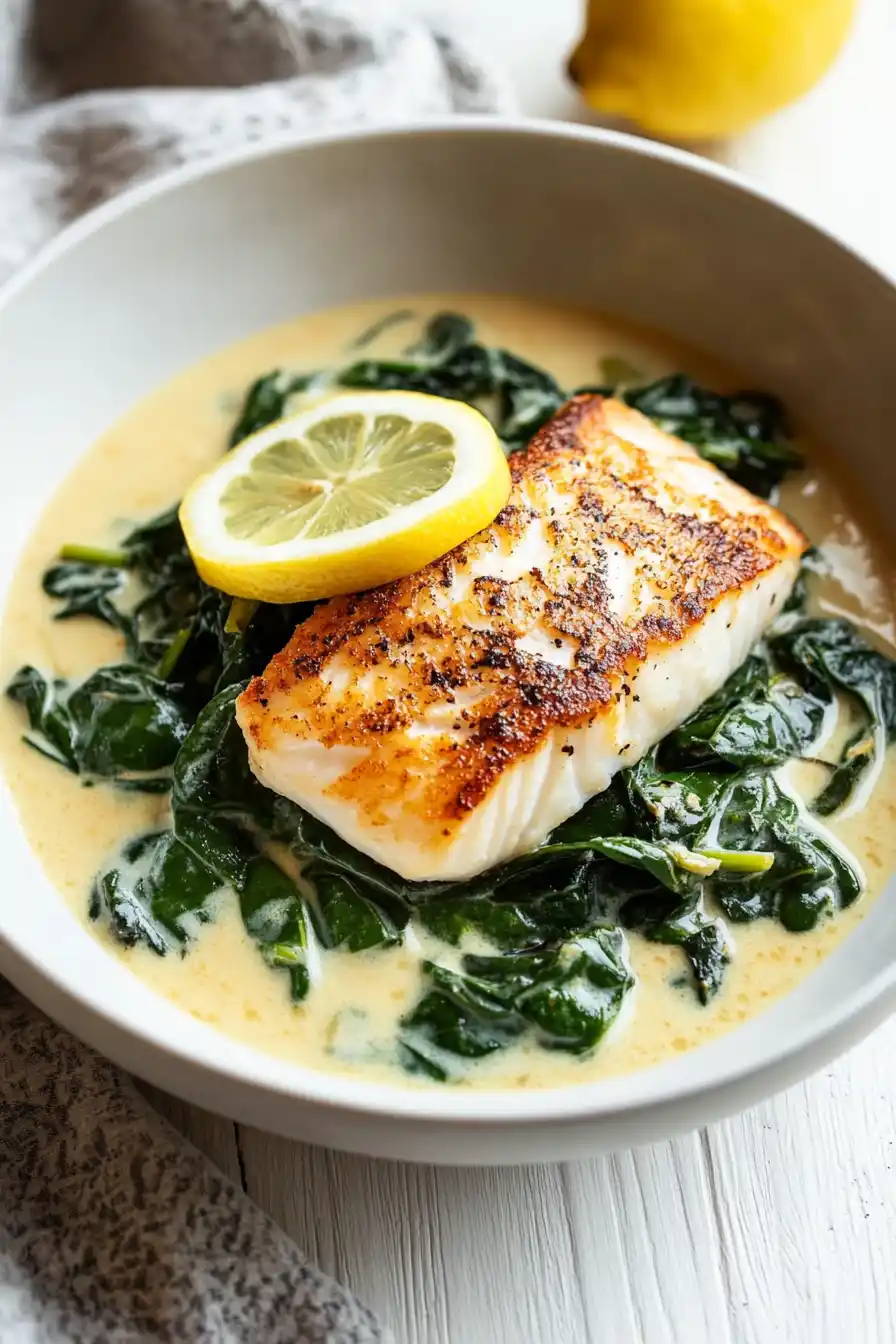 Savory Halibut Florentine
