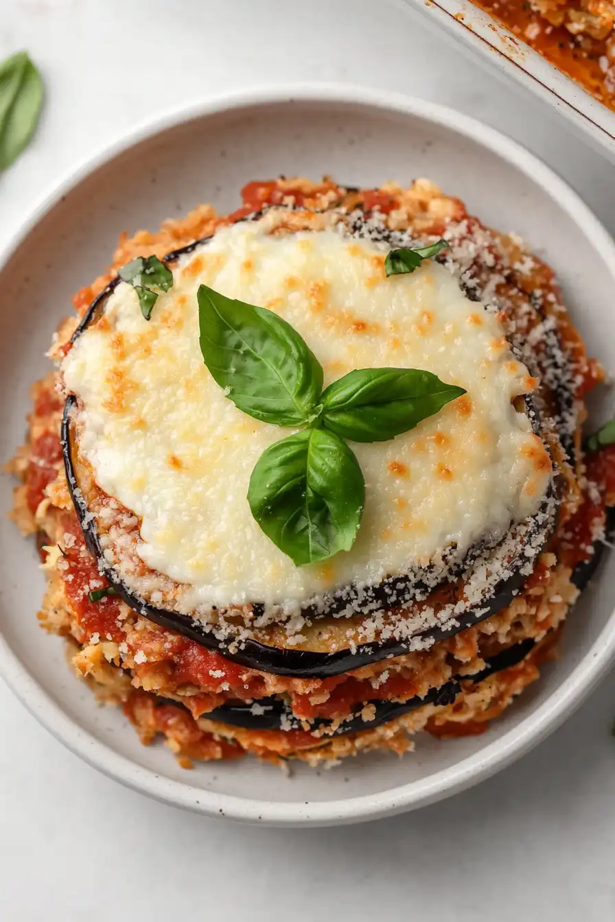 Low Calorie Eggplant Parmesan Stacks