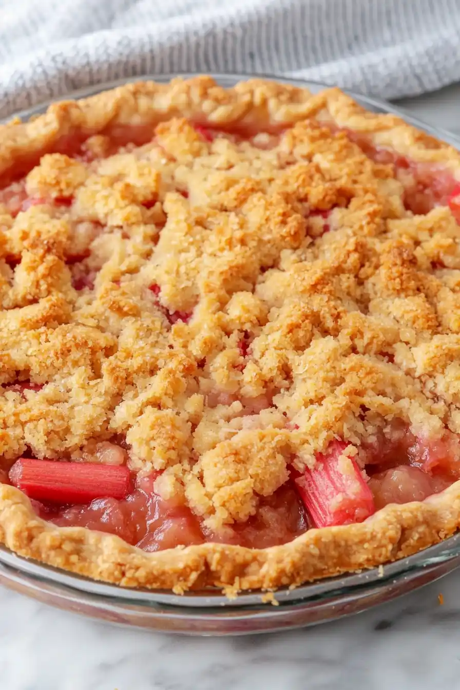 Healthy Rhubarb Crumble Pie