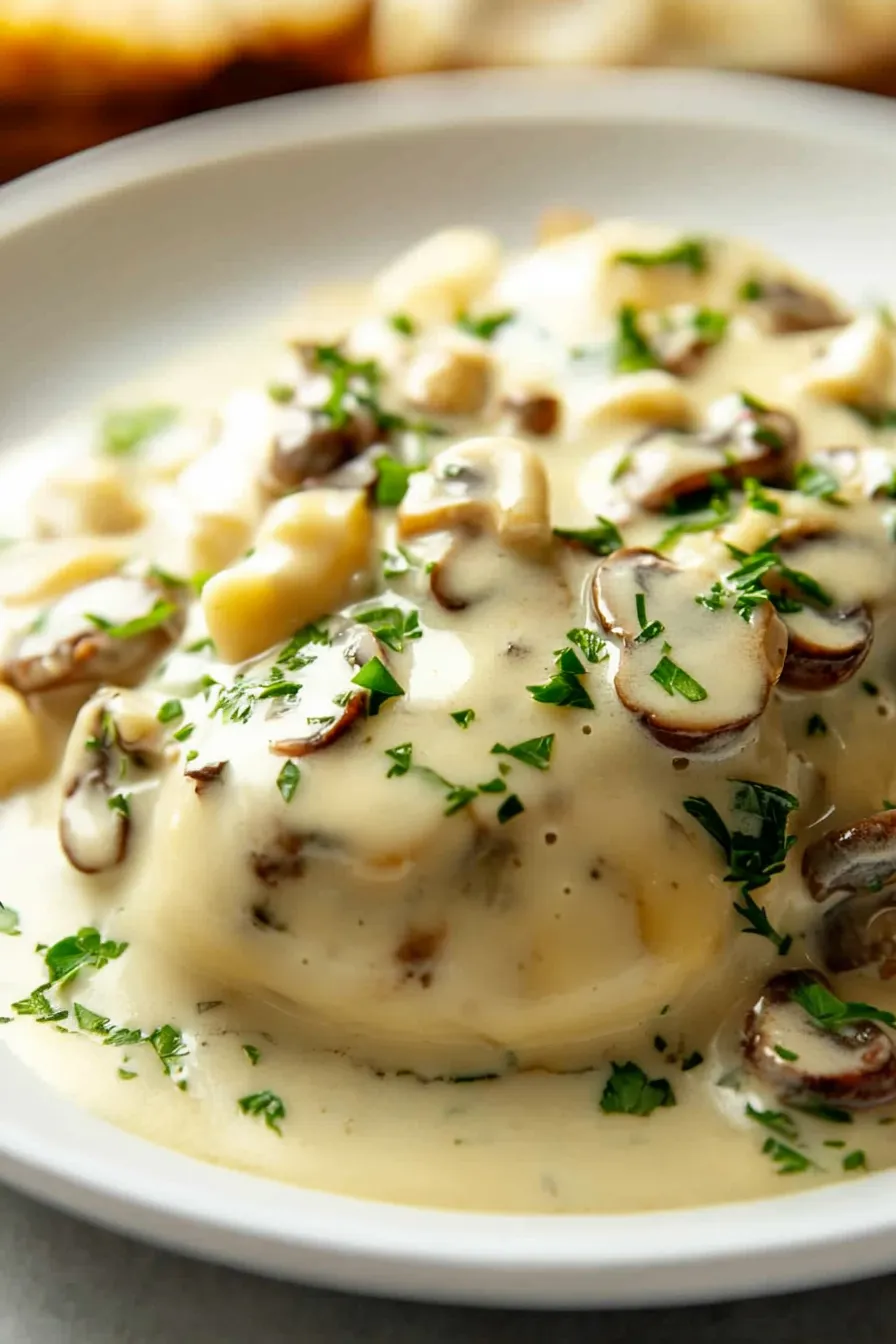 Best Baked Halibut with Mushroom Cream Sauce