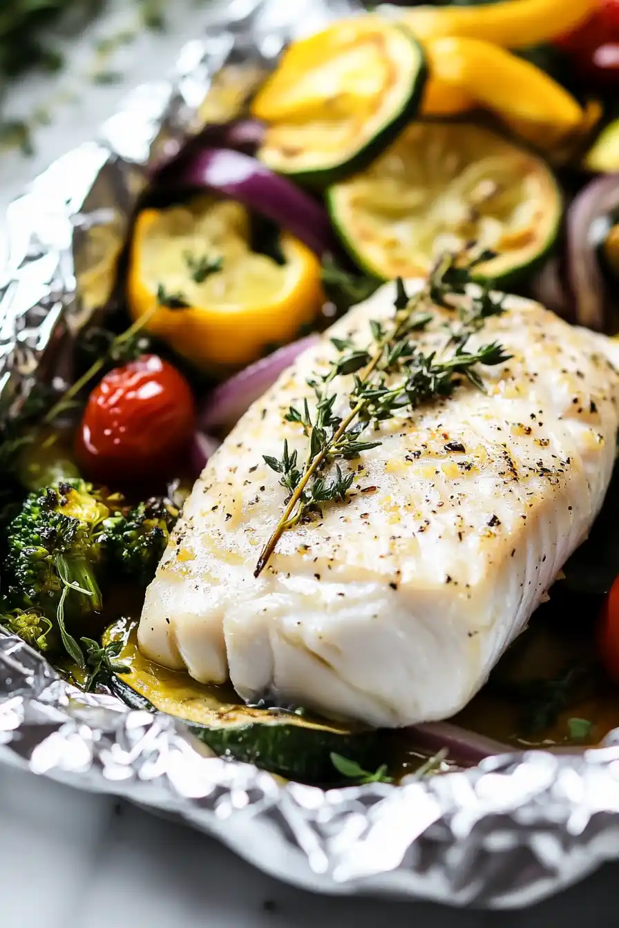 Juicy Grilled Halibut in Foil Packets