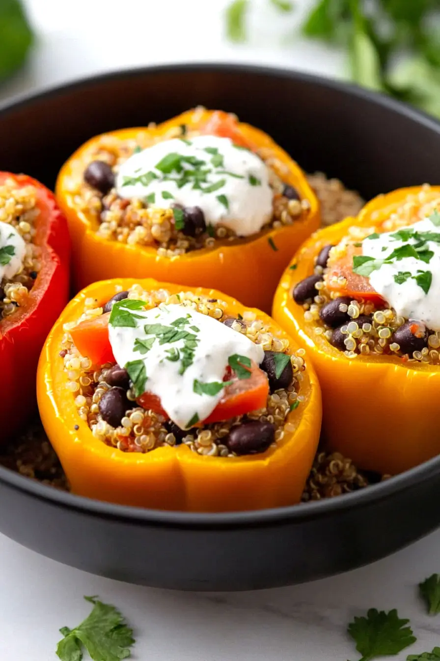 Healthy Crock Pot Stuffed Bell Peppers