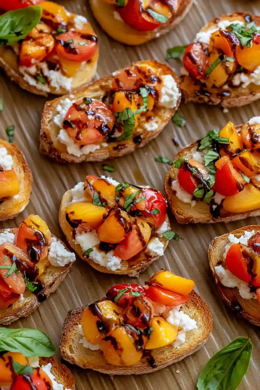 Quick Peach Bruschetta with Whipped Ricotta