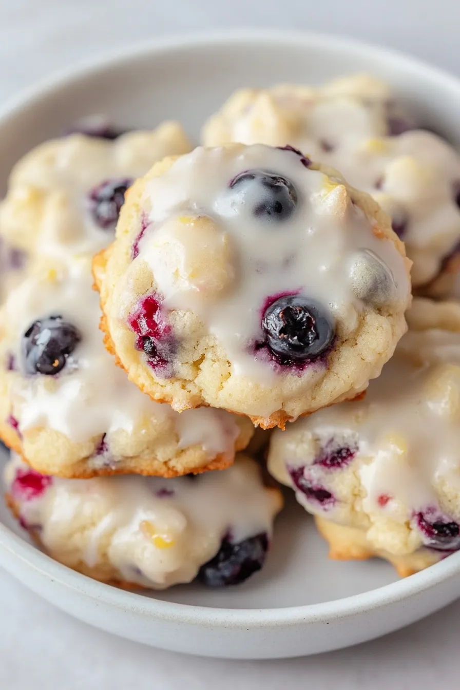 Easy Blueberry Cookies with Lemon Glaze