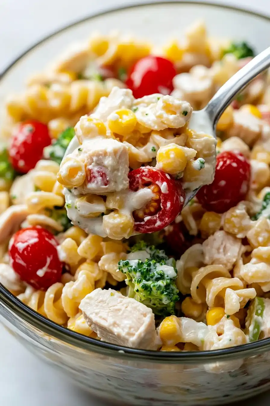 Light Chicken Pasta Salad with Greek Yogurt