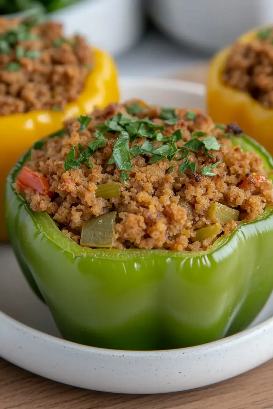 Hearty Stuffed Bell Peppers with Bread Crumbs