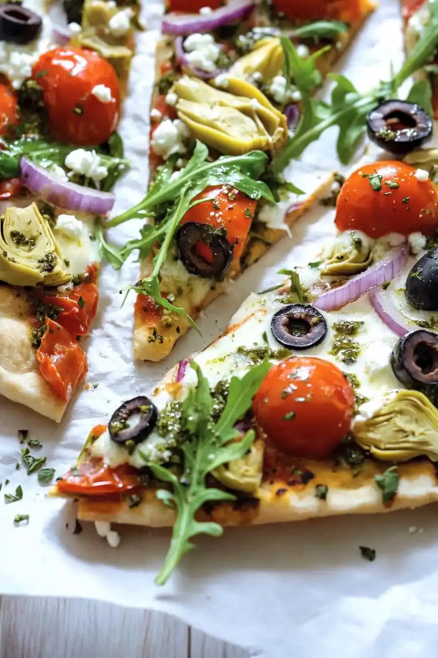 Healthy Greek Flatbread Pizza