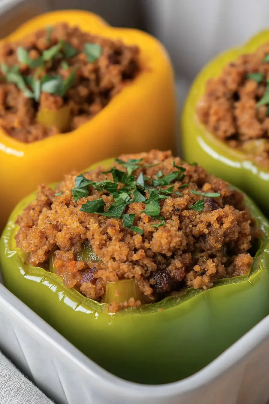 Hearty Stuffed Bell Peppers with Bread Crumbs