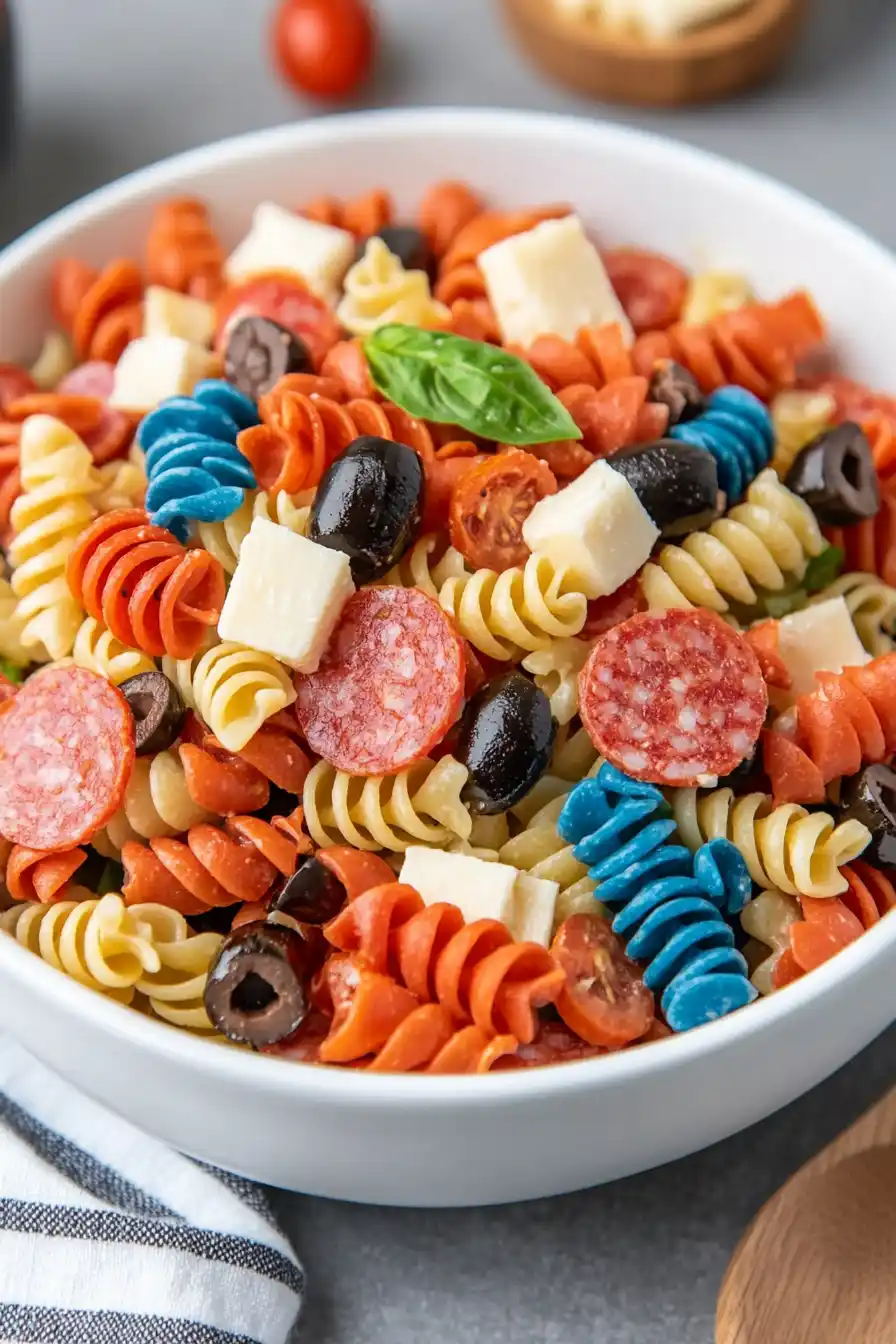 Chilled 4th of July Pasta Salad