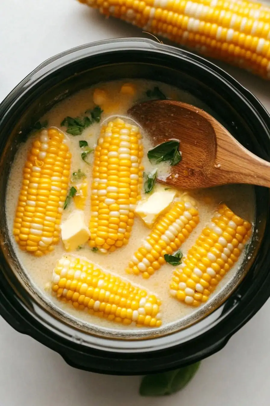 Easy Crock Pot Corn on the Cob with Coconut Milk