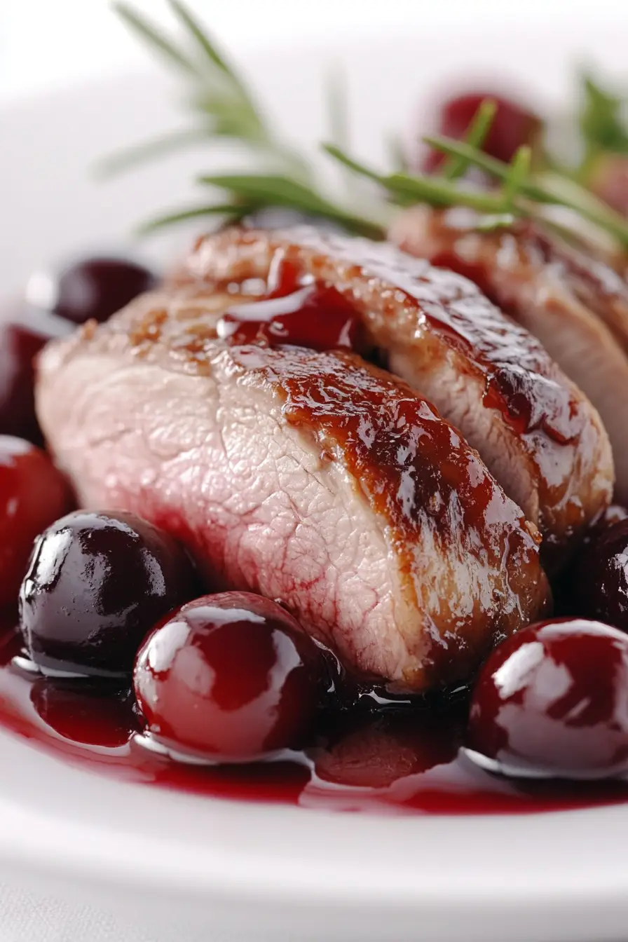 Mouthwatering Roasted Duck with Cherry Sauce