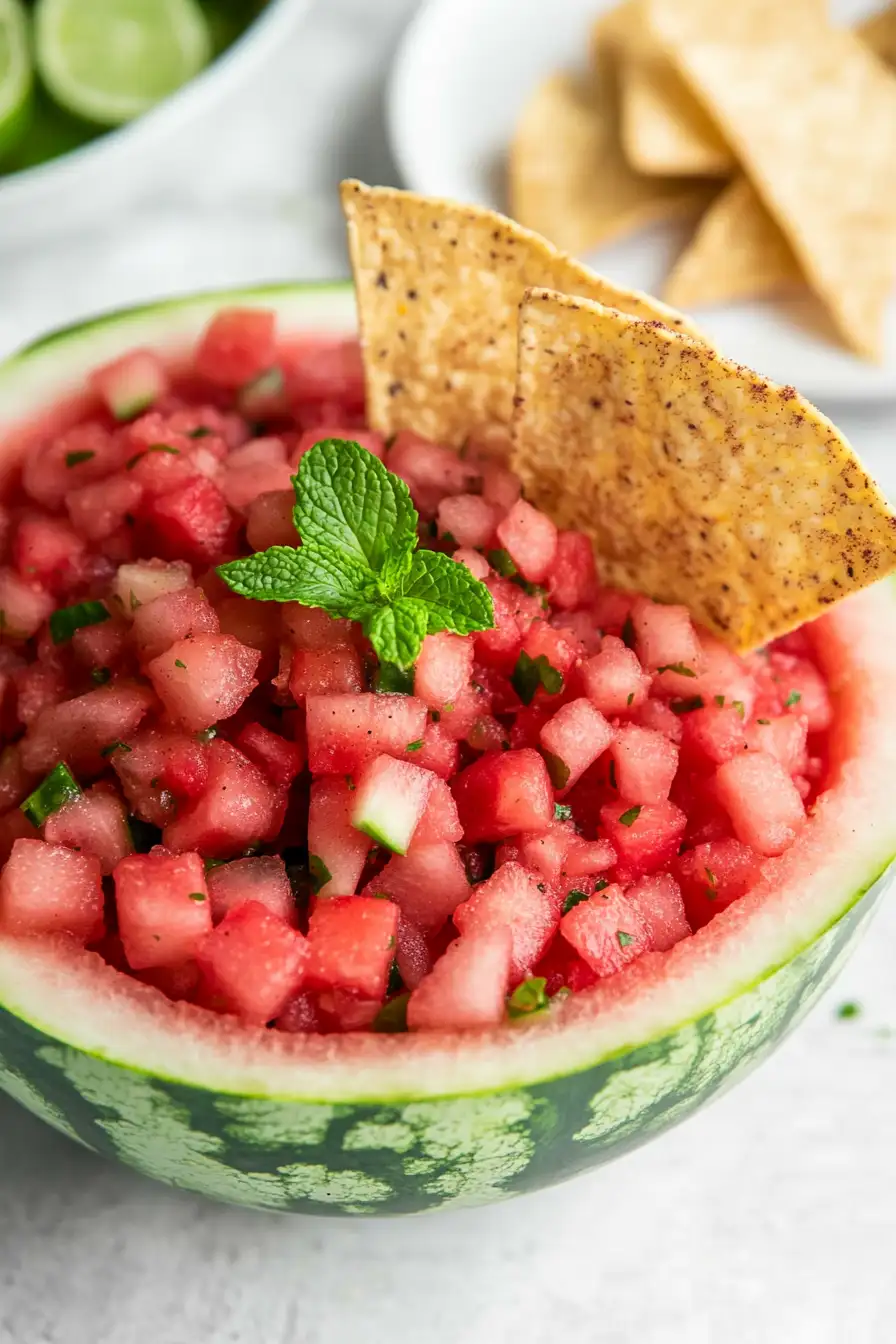 Fun Watermelon Salsa with Cinnamon Chips