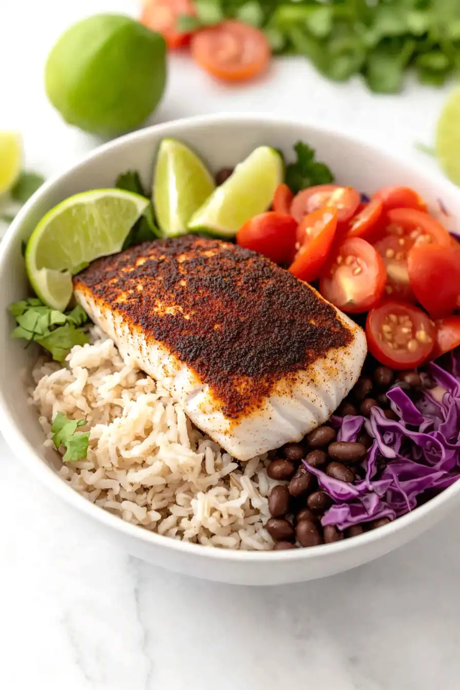 Healthy Halibut Rice Bowl
