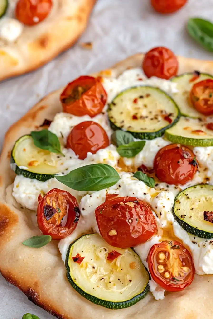 Healthy Zucchini Flatbread Pizza