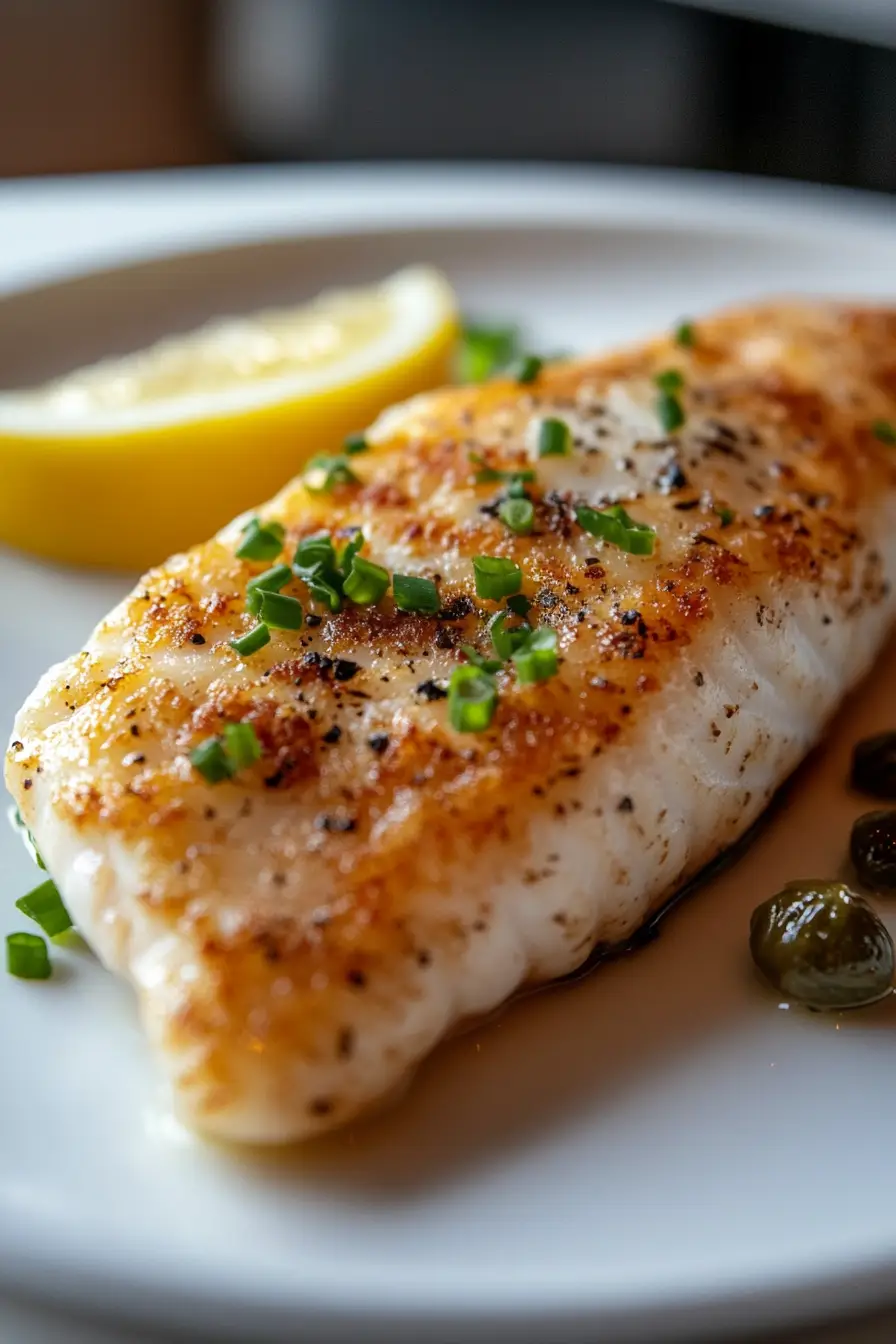 Healthy Halibut with Lemon Cream Sauce