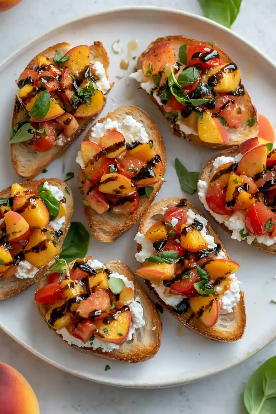 Quick Peach Bruschetta with Whipped Ricotta