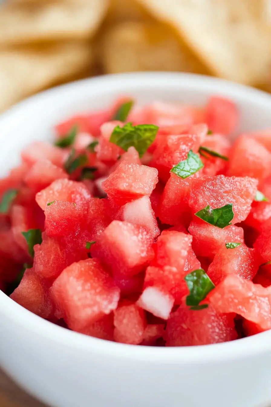 Fun Watermelon Salsa with Cinnamon Chips