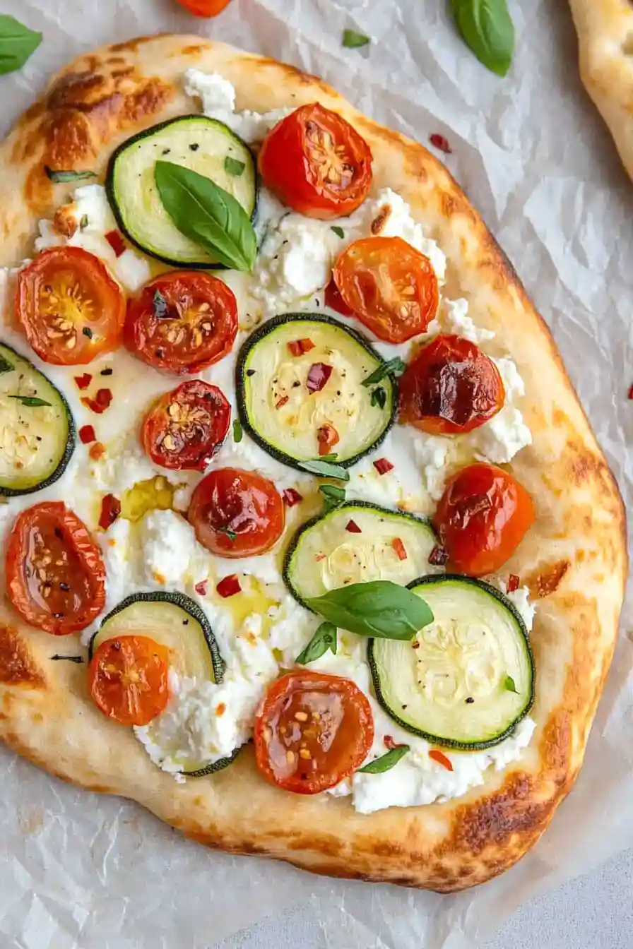 Healthy Zucchini Flatbread Pizza