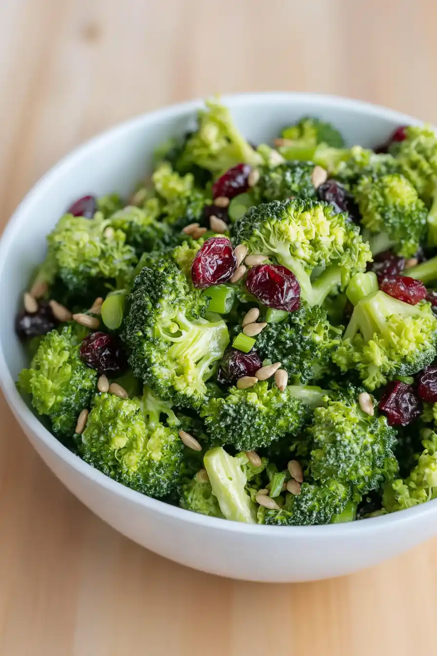 Quick Broccoli Craisin Salad with Sunflower Seeds
