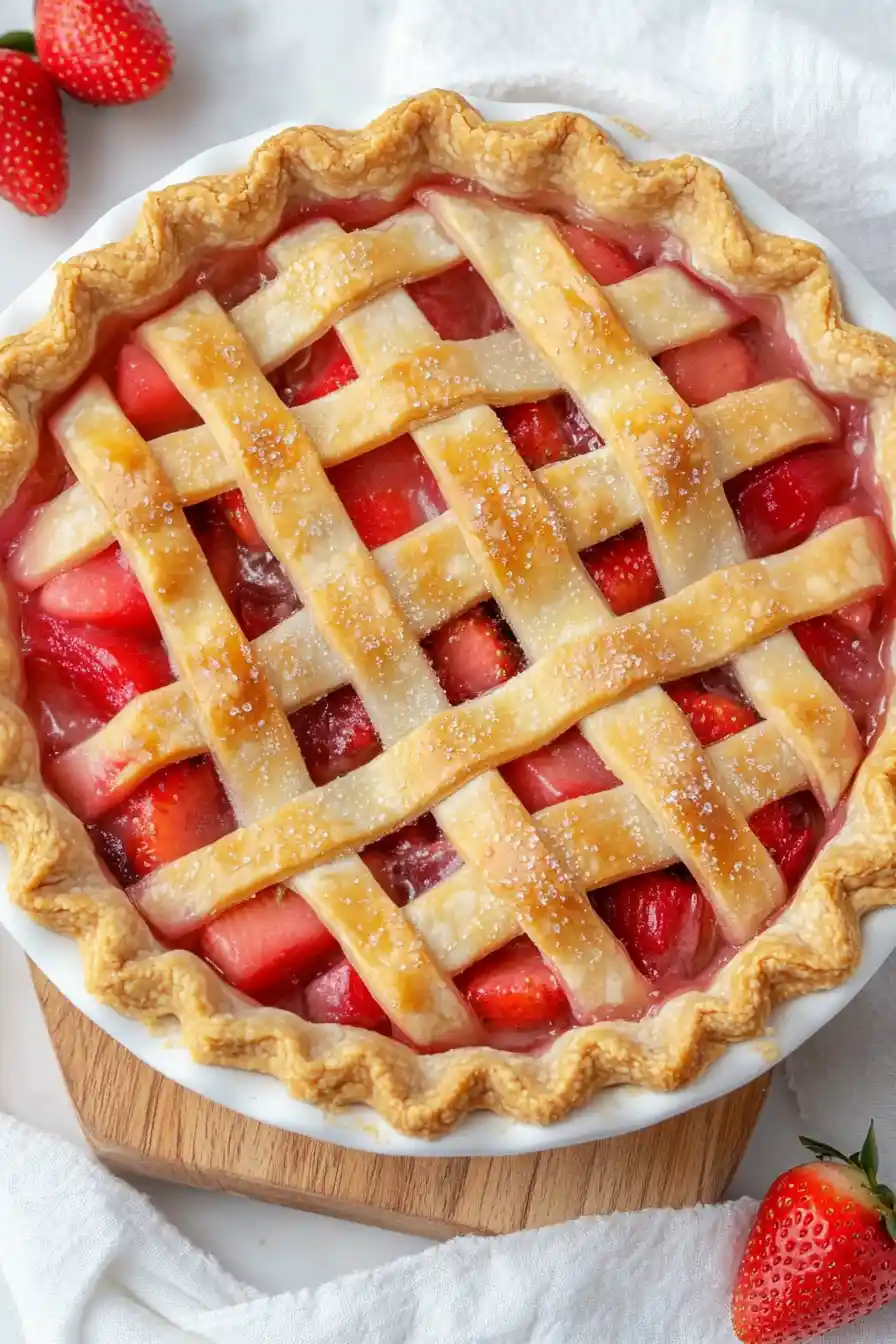 Juicy Strawberry Rhubarb Pie with Tapioca