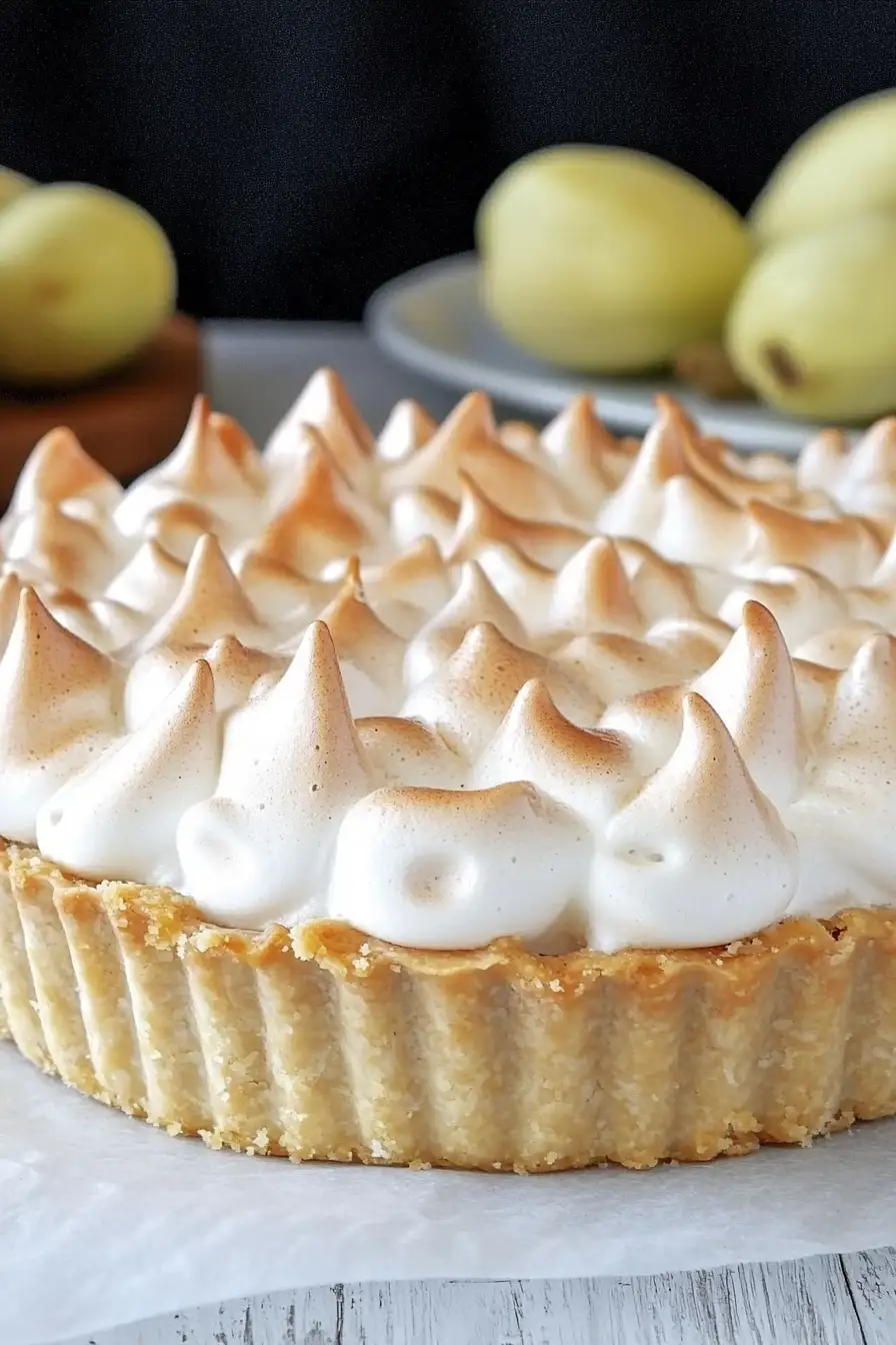 Fluffy Strawberry Rhubarb Meringue Pie