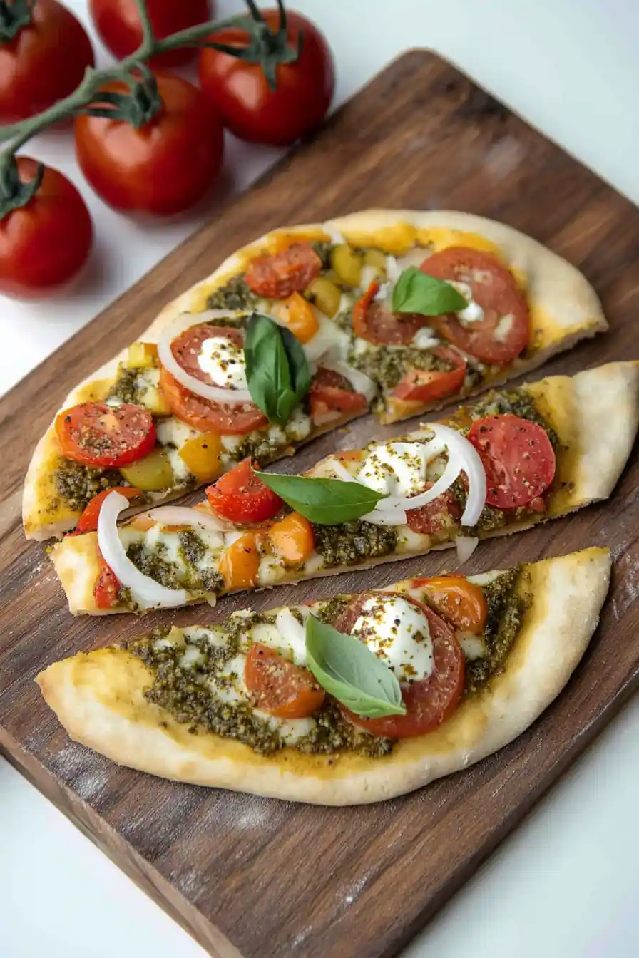 Delicious Veggie Pesto Flatbread Pizza