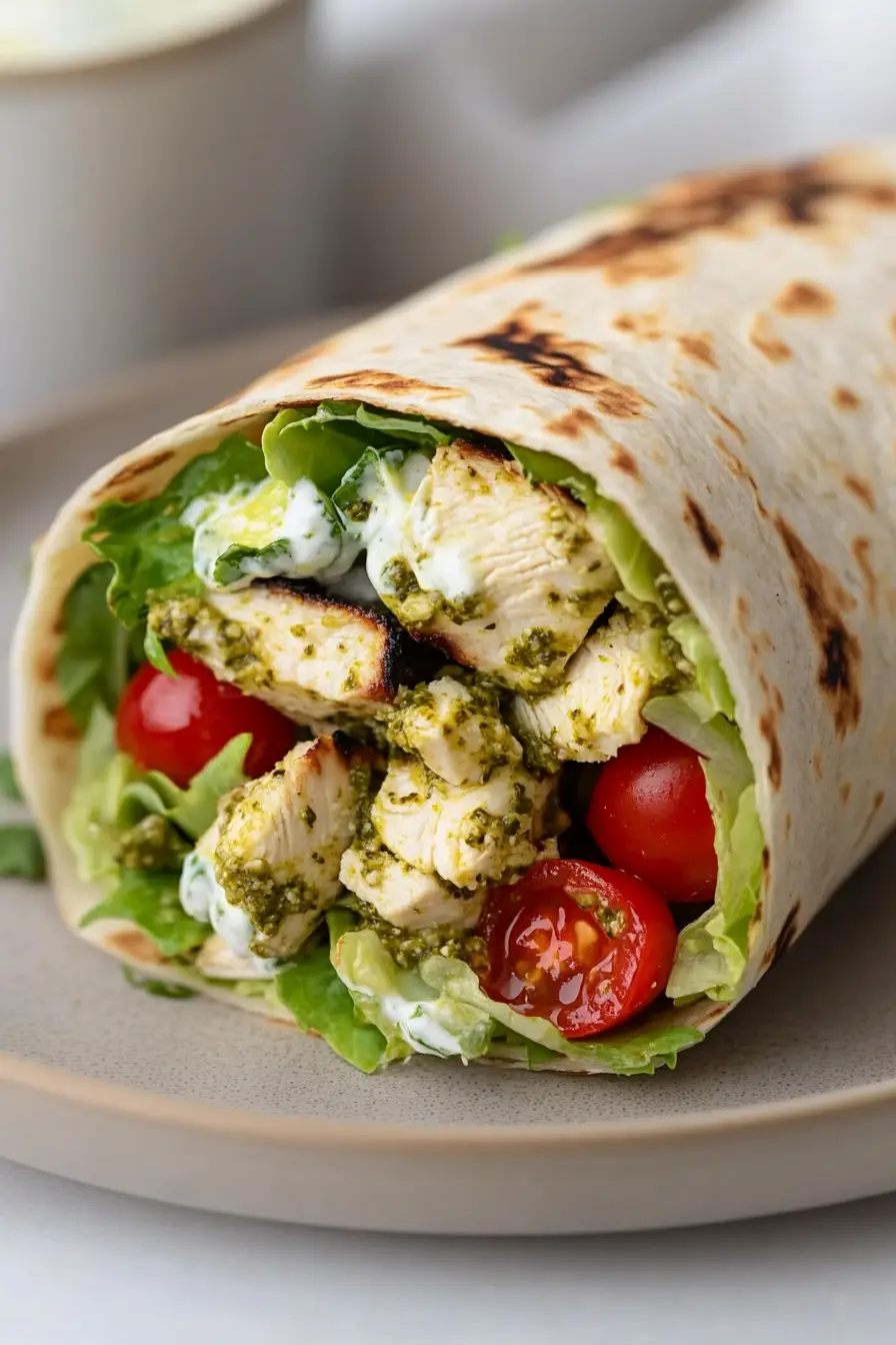 Easy Pesto Chicken Wrap