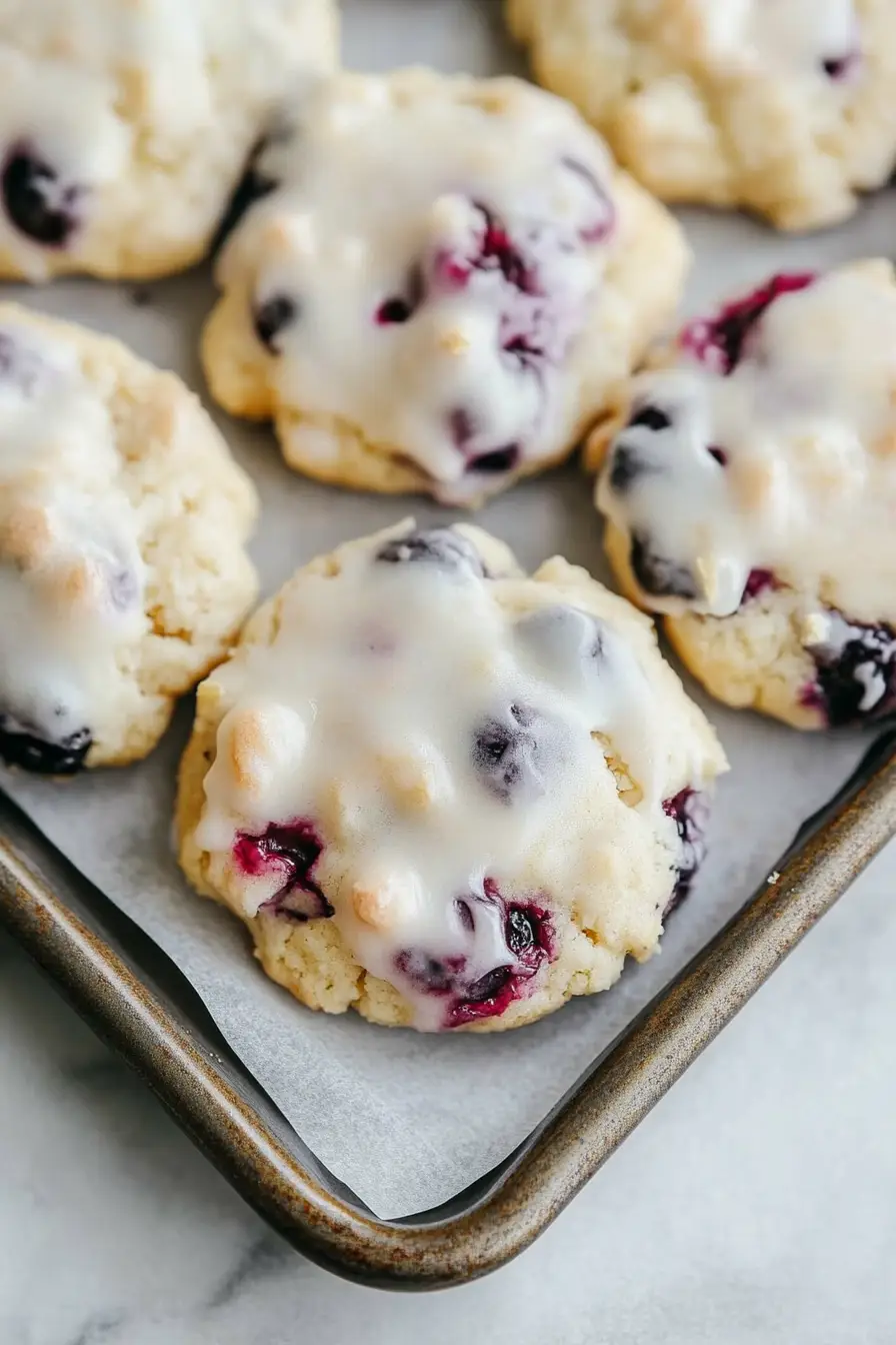 Easy Blueberry Cookies with Lemon Glaze