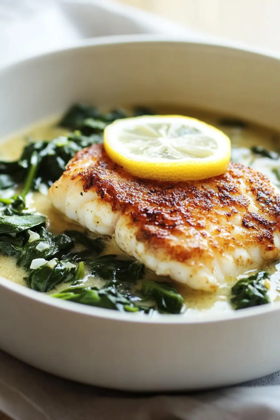 Savory Halibut Florentine