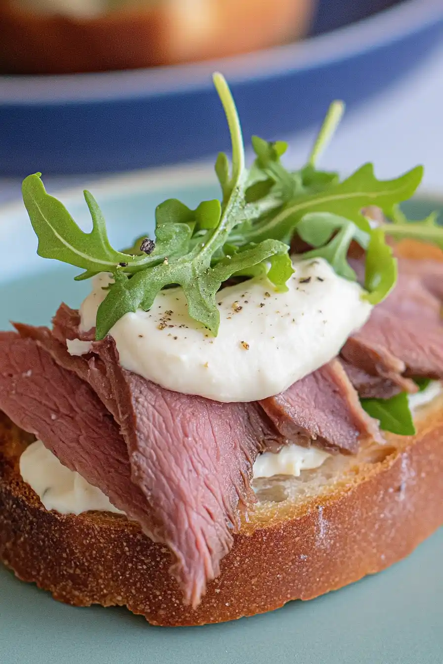 Juicy Roast Beef Crostini