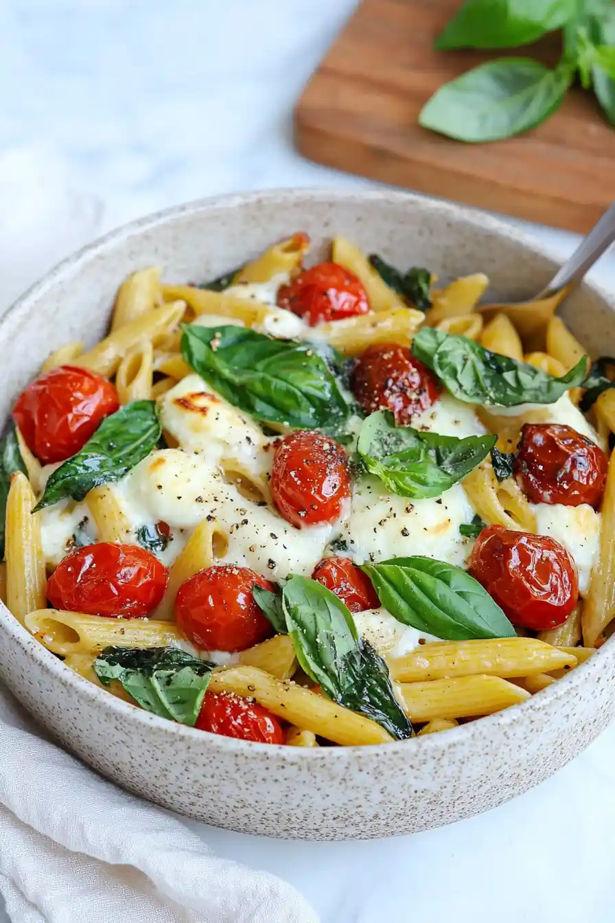 Healthy Caprese Pasta Bake