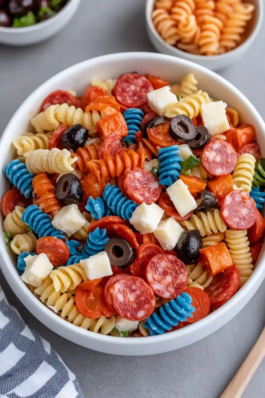 Chilled 4th of July Pasta Salad