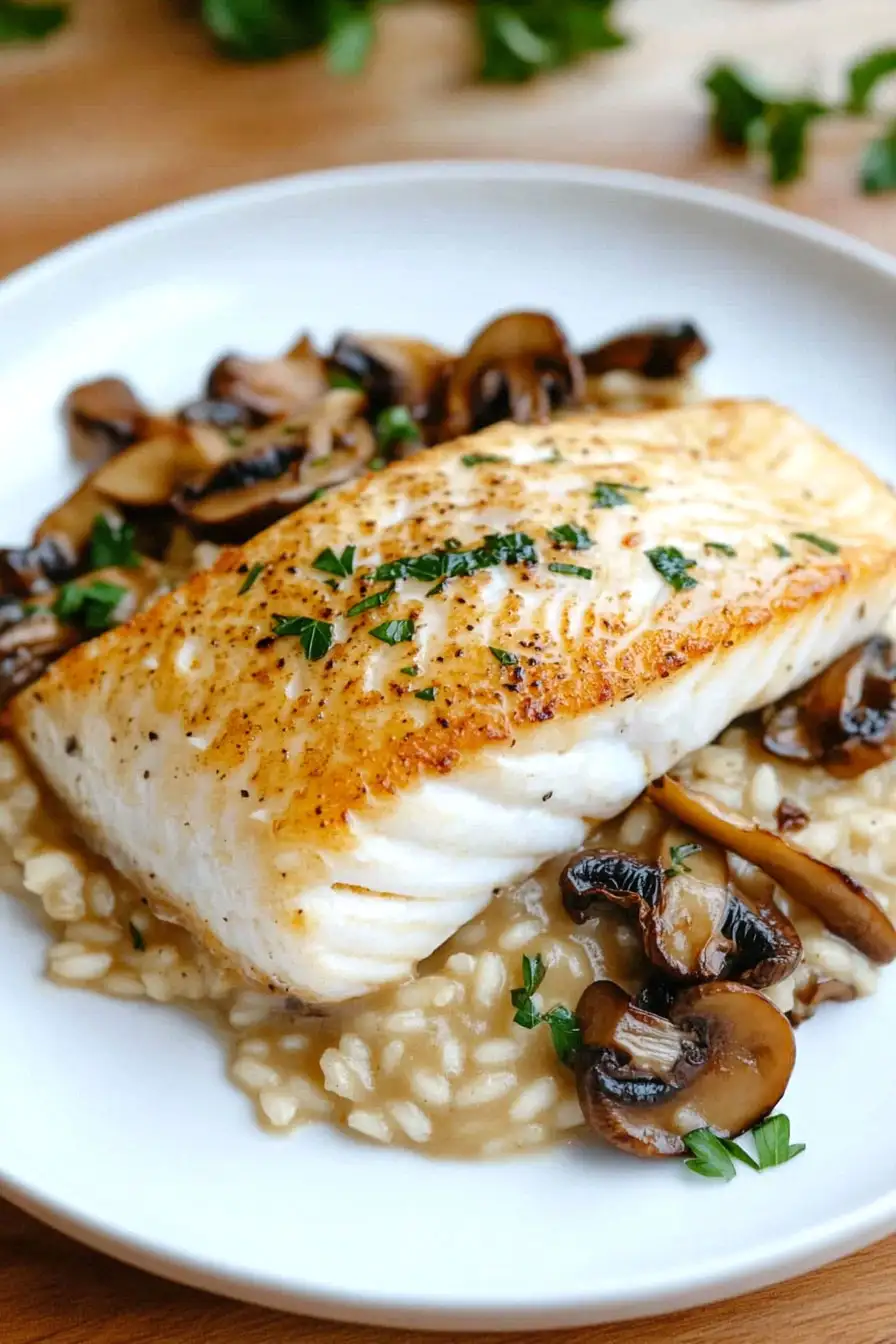 Savory Halibut with Risotto