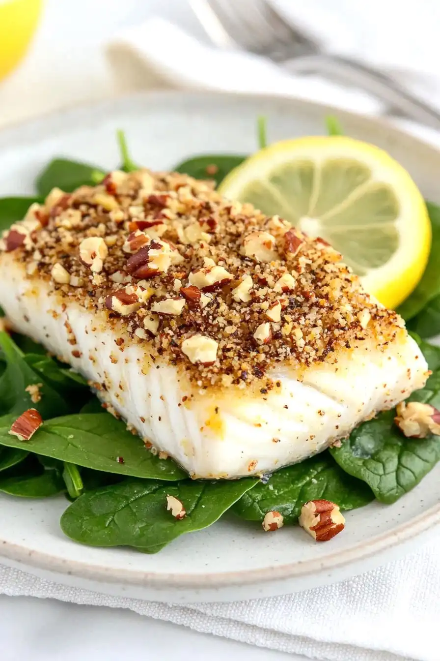 Juicy Pecan Crusted Halibut