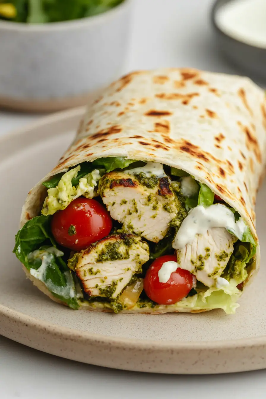 Easy Pesto Chicken Wrap