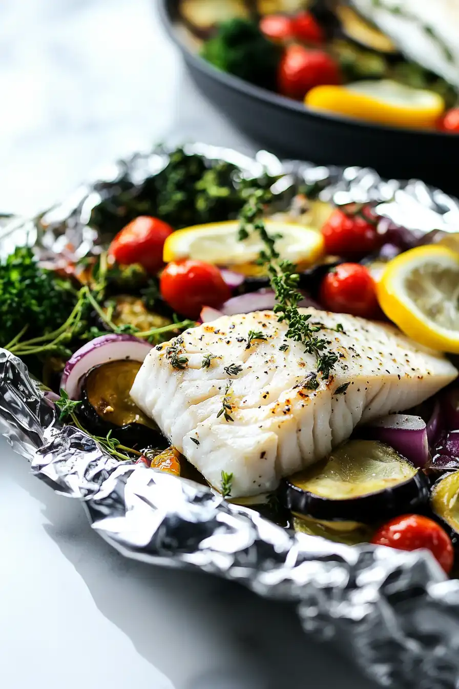 Juicy Grilled Halibut in Foil Packets