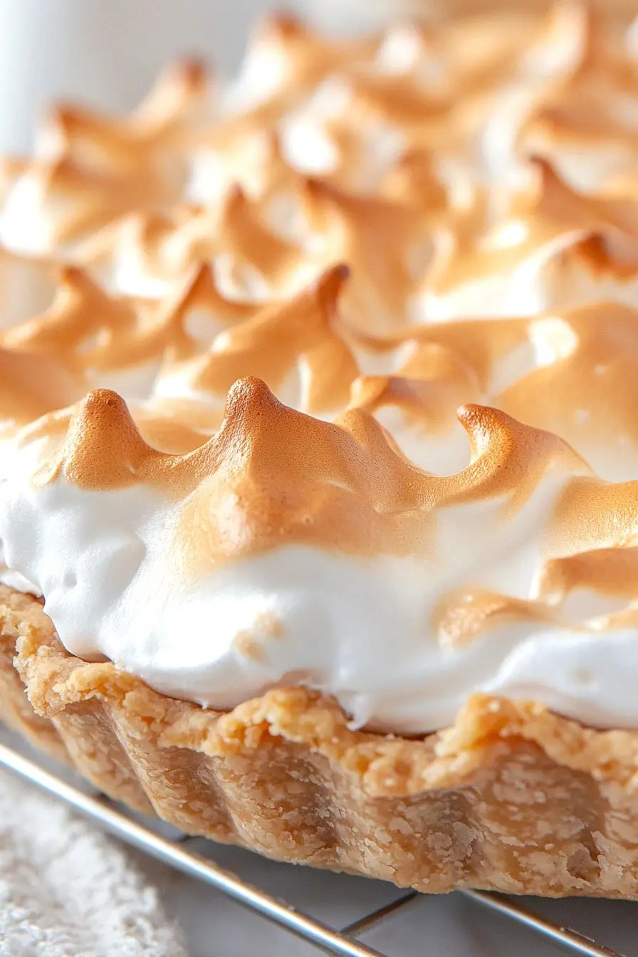 Quick Rhubarb Custard Pie with Meringue