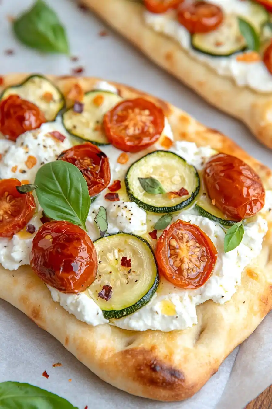 Healthy Zucchini Flatbread Pizza